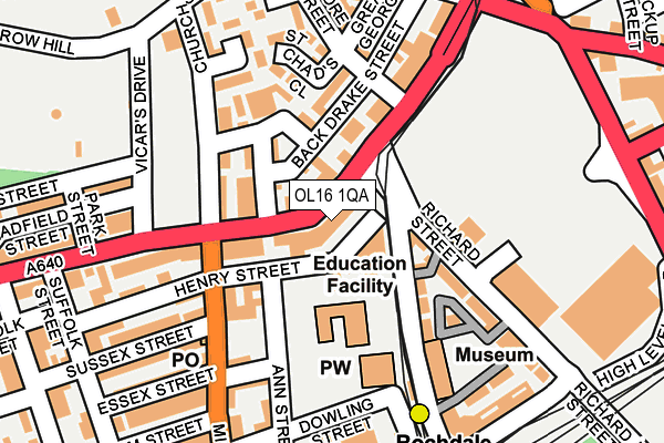 OL16 1QA map - OS OpenMap – Local (Ordnance Survey)