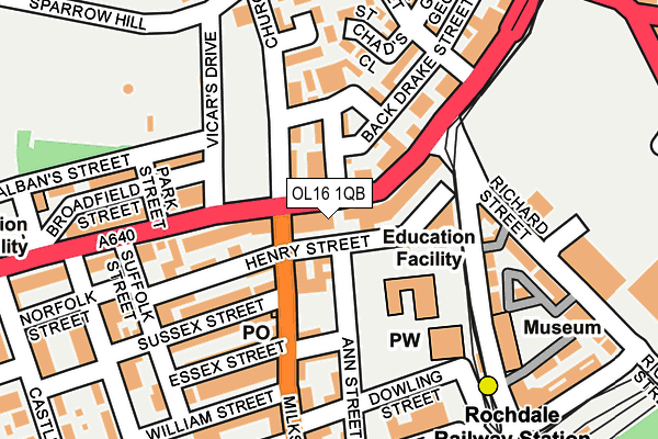 OL16 1QB map - OS OpenMap – Local (Ordnance Survey)