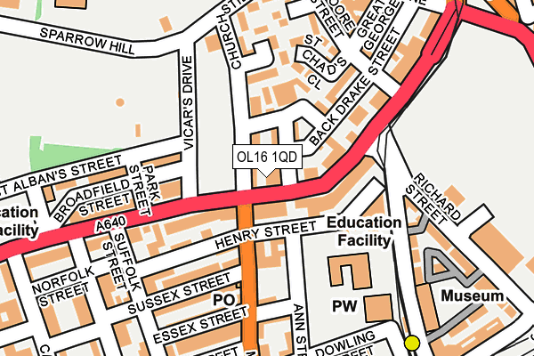 OL16 1QD map - OS OpenMap – Local (Ordnance Survey)