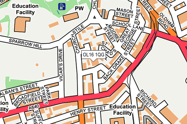 OL16 1QG map - OS OpenMap – Local (Ordnance Survey)
