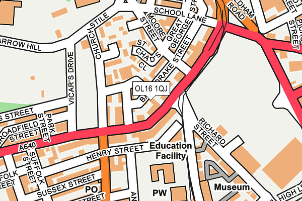 OL16 1QJ map - OS OpenMap – Local (Ordnance Survey)