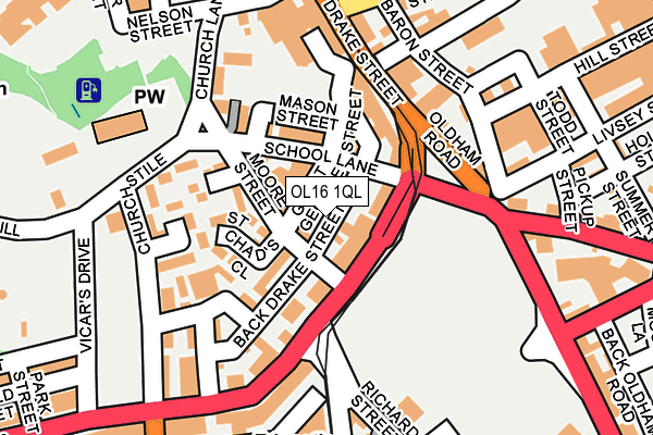 OL16 1QL map - OS OpenMap – Local (Ordnance Survey)