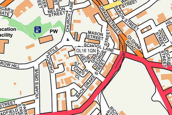 OL16 1QN map - OS OpenMap – Local (Ordnance Survey)