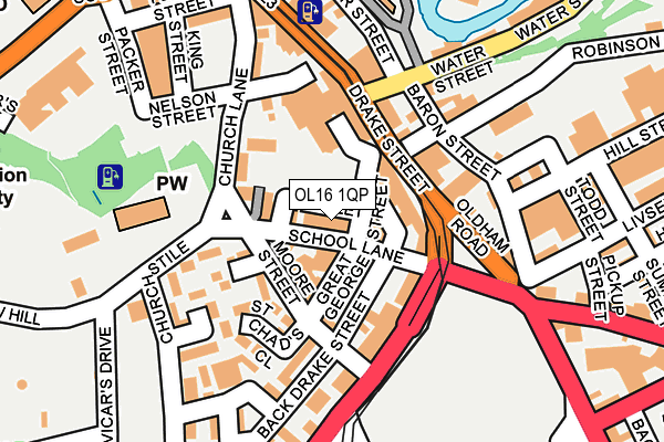 OL16 1QP map - OS OpenMap – Local (Ordnance Survey)