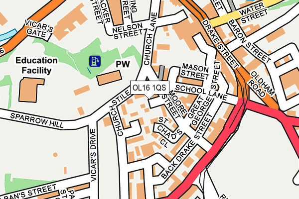 OL16 1QS map - OS OpenMap – Local (Ordnance Survey)