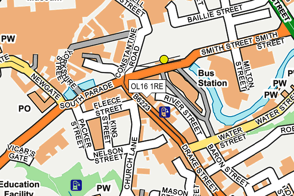 OL16 1RE map - OS OpenMap – Local (Ordnance Survey)