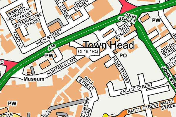 OL16 1RQ map - OS OpenMap – Local (Ordnance Survey)