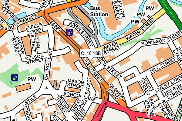 OL16 1SB map - OS OpenMap – Local (Ordnance Survey)