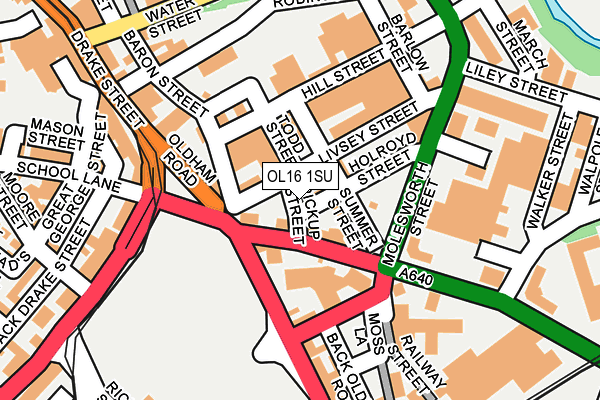 OL16 1SU map - OS OpenMap – Local (Ordnance Survey)