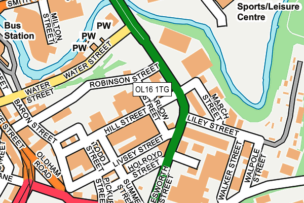 OL16 1TG map - OS OpenMap – Local (Ordnance Survey)