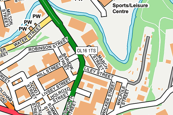 OL16 1TS map - OS OpenMap – Local (Ordnance Survey)