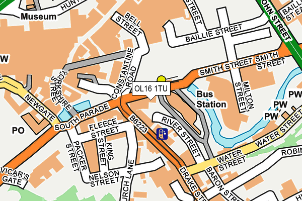 OL16 1TU map - OS OpenMap – Local (Ordnance Survey)