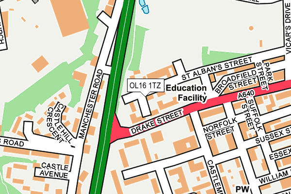 OL16 1TZ map - OS OpenMap – Local (Ordnance Survey)