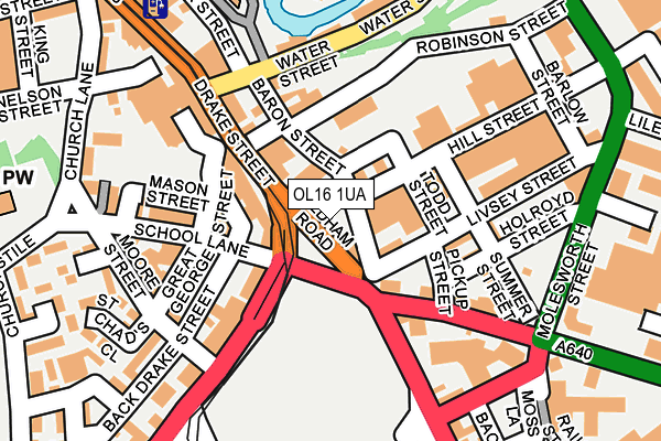 OL16 1UA map - OS OpenMap – Local (Ordnance Survey)