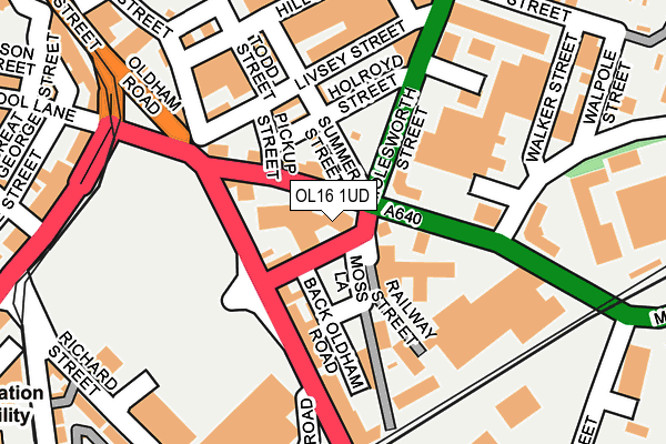 OL16 1UD map - OS OpenMap – Local (Ordnance Survey)