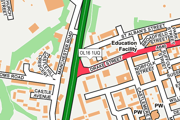 OL16 1UQ map - OS OpenMap – Local (Ordnance Survey)