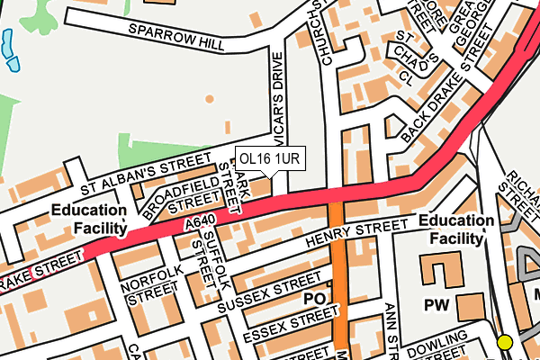 OL16 1UR map - OS OpenMap – Local (Ordnance Survey)