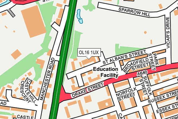 OL16 1UX map - OS OpenMap – Local (Ordnance Survey)