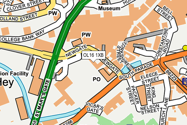 OL16 1XB map - OS OpenMap – Local (Ordnance Survey)