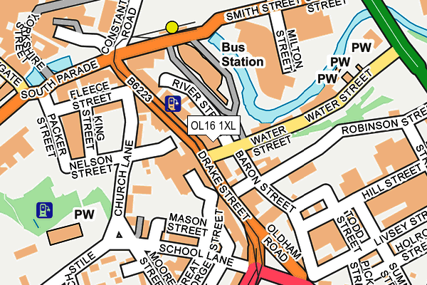 OL16 1XL map - OS OpenMap – Local (Ordnance Survey)