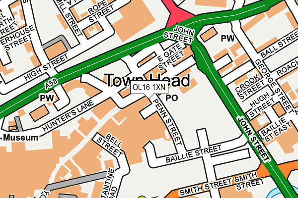 OL16 1XN map - OS OpenMap – Local (Ordnance Survey)