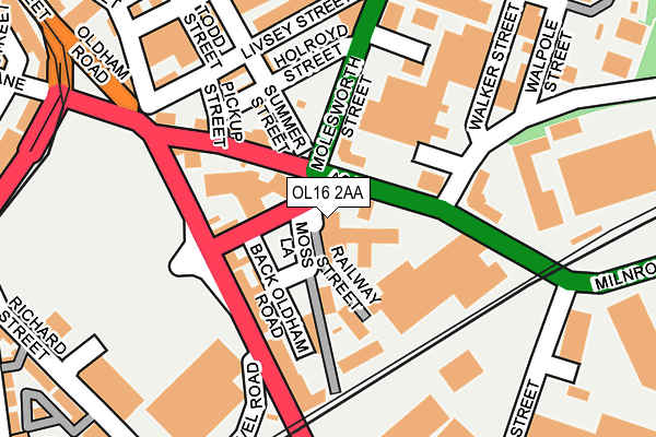 OL16 2AA map - OS OpenMap – Local (Ordnance Survey)