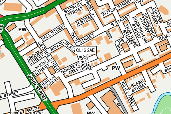 OL16 2AE map - OS OpenMap – Local (Ordnance Survey)