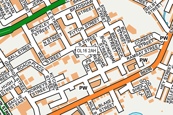 OL16 2AH map - OS OpenMap – Local (Ordnance Survey)