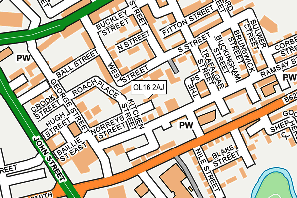 OL16 2AJ map - OS OpenMap – Local (Ordnance Survey)