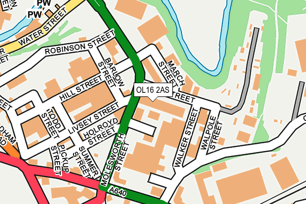 OL16 2AS map - OS OpenMap – Local (Ordnance Survey)