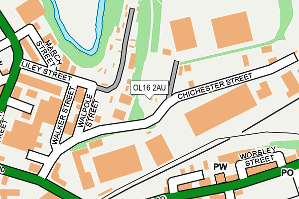 OL16 2AU map - OS OpenMap – Local (Ordnance Survey)