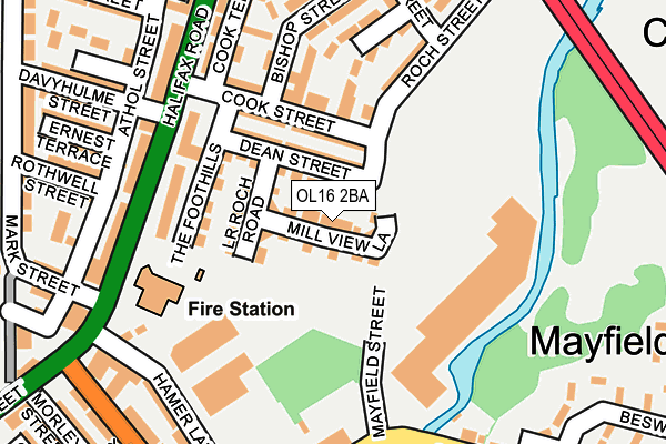 OL16 2BA map - OS OpenMap – Local (Ordnance Survey)