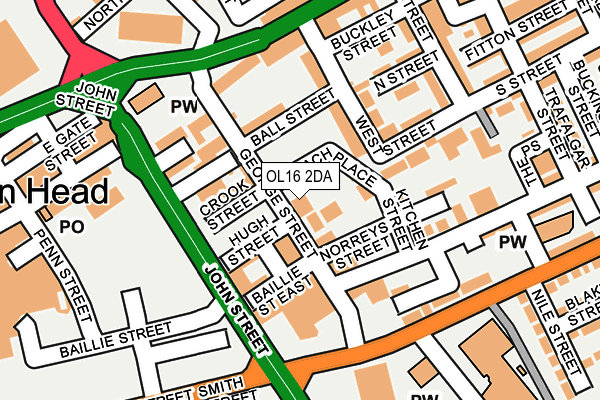 OL16 2DA map - OS OpenMap – Local (Ordnance Survey)