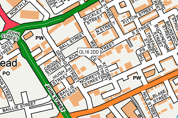 OL16 2DD map - OS OpenMap – Local (Ordnance Survey)