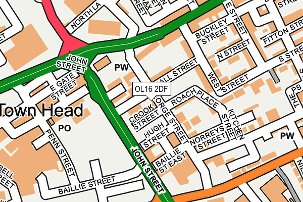 OL16 2DF map - OS OpenMap – Local (Ordnance Survey)