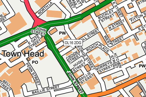 OL16 2DG map - OS OpenMap – Local (Ordnance Survey)