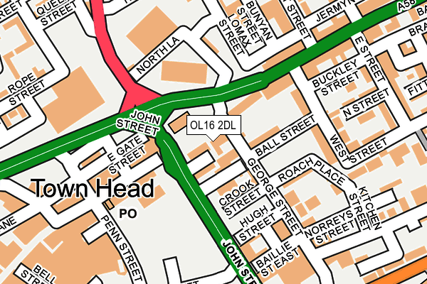 OL16 2DL map - OS OpenMap – Local (Ordnance Survey)