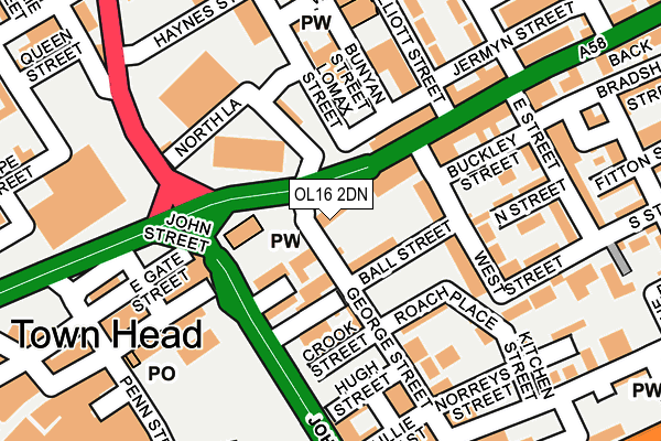OL16 2DN map - OS OpenMap – Local (Ordnance Survey)