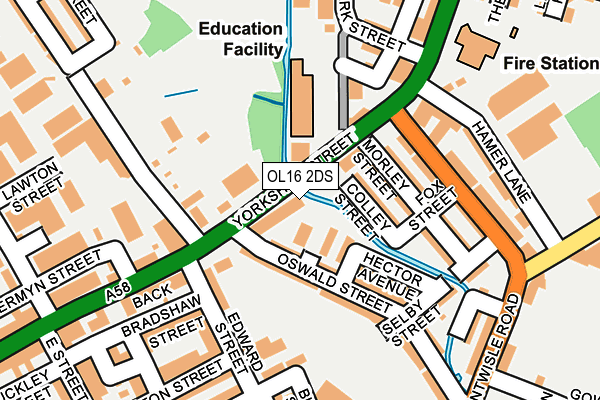 OL16 2DS map - OS OpenMap – Local (Ordnance Survey)