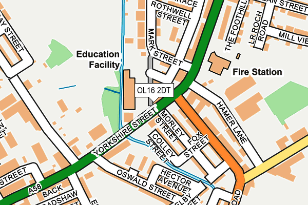 OL16 2DT map - OS OpenMap – Local (Ordnance Survey)