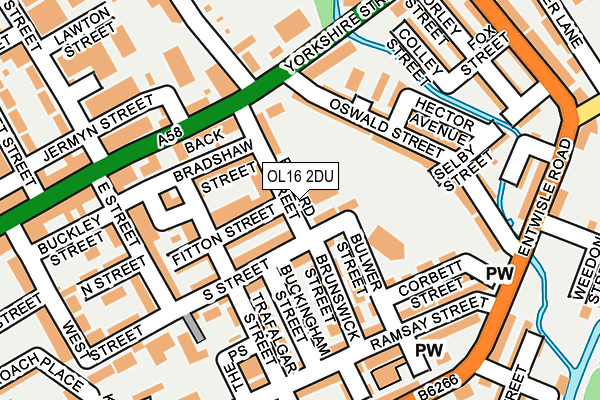 OL16 2DU map - OS OpenMap – Local (Ordnance Survey)