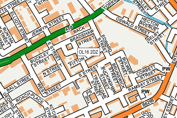 OL16 2DZ map - OS OpenMap – Local (Ordnance Survey)