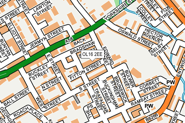 OL16 2EE map - OS OpenMap – Local (Ordnance Survey)