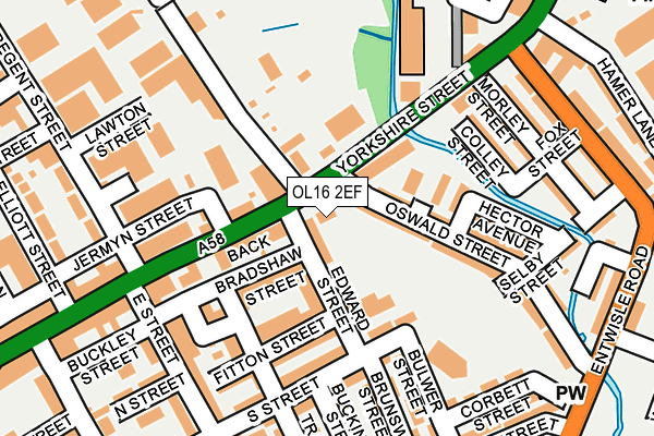 OL16 2EF map - OS OpenMap – Local (Ordnance Survey)