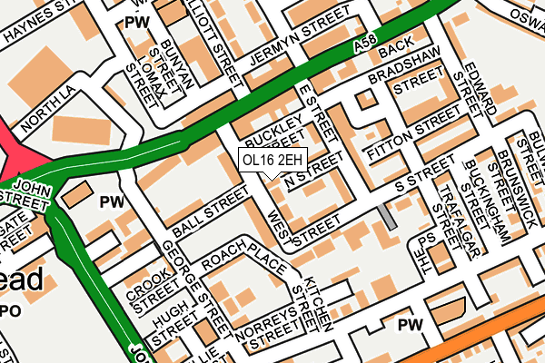 OL16 2EH map - OS OpenMap – Local (Ordnance Survey)
