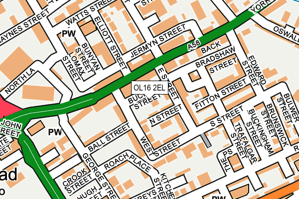 OL16 2EL map - OS OpenMap – Local (Ordnance Survey)