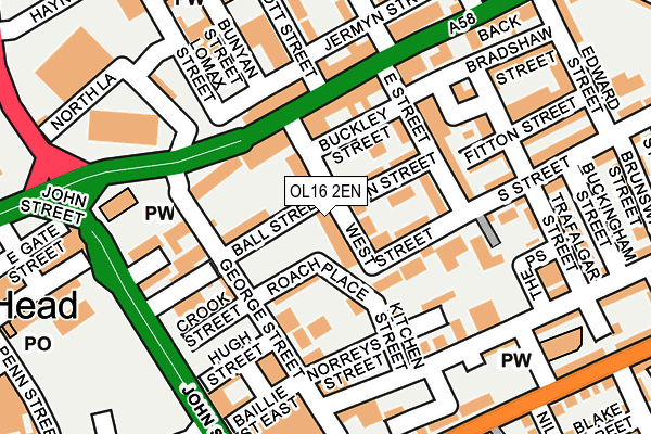 OL16 2EN map - OS OpenMap – Local (Ordnance Survey)