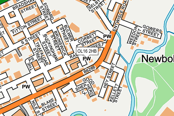 OL16 2HB map - OS OpenMap – Local (Ordnance Survey)