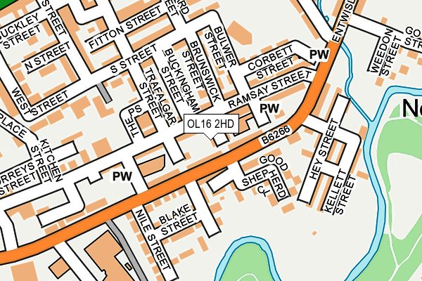 OL16 2HD map - OS OpenMap – Local (Ordnance Survey)