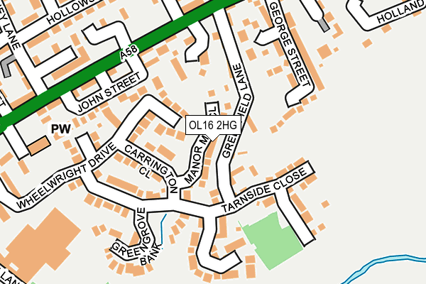 OL16 2HG map - OS OpenMap – Local (Ordnance Survey)